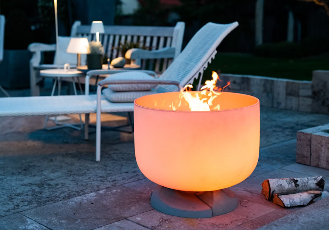 Glas Feuerschale Set Basket Concrete 